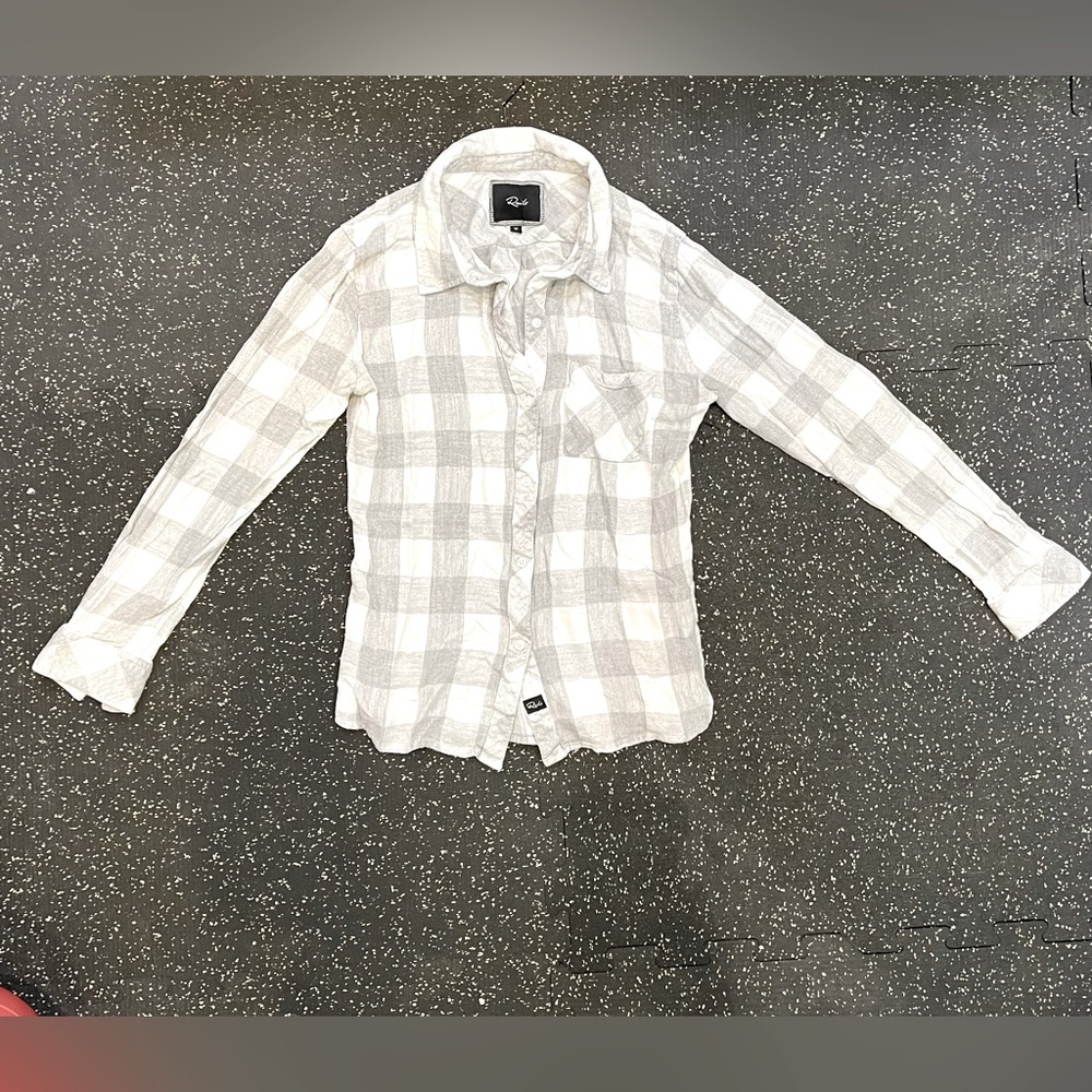 Grey & White Rails Flannel - image 1